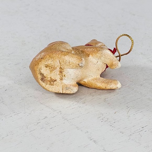 Vintage Cat Ornament Orange Tabby Hand Painted Folk Art - Picture 9 of 10